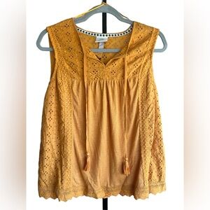 Knox Rose Golden Yellow Eyelet Blouse NWT